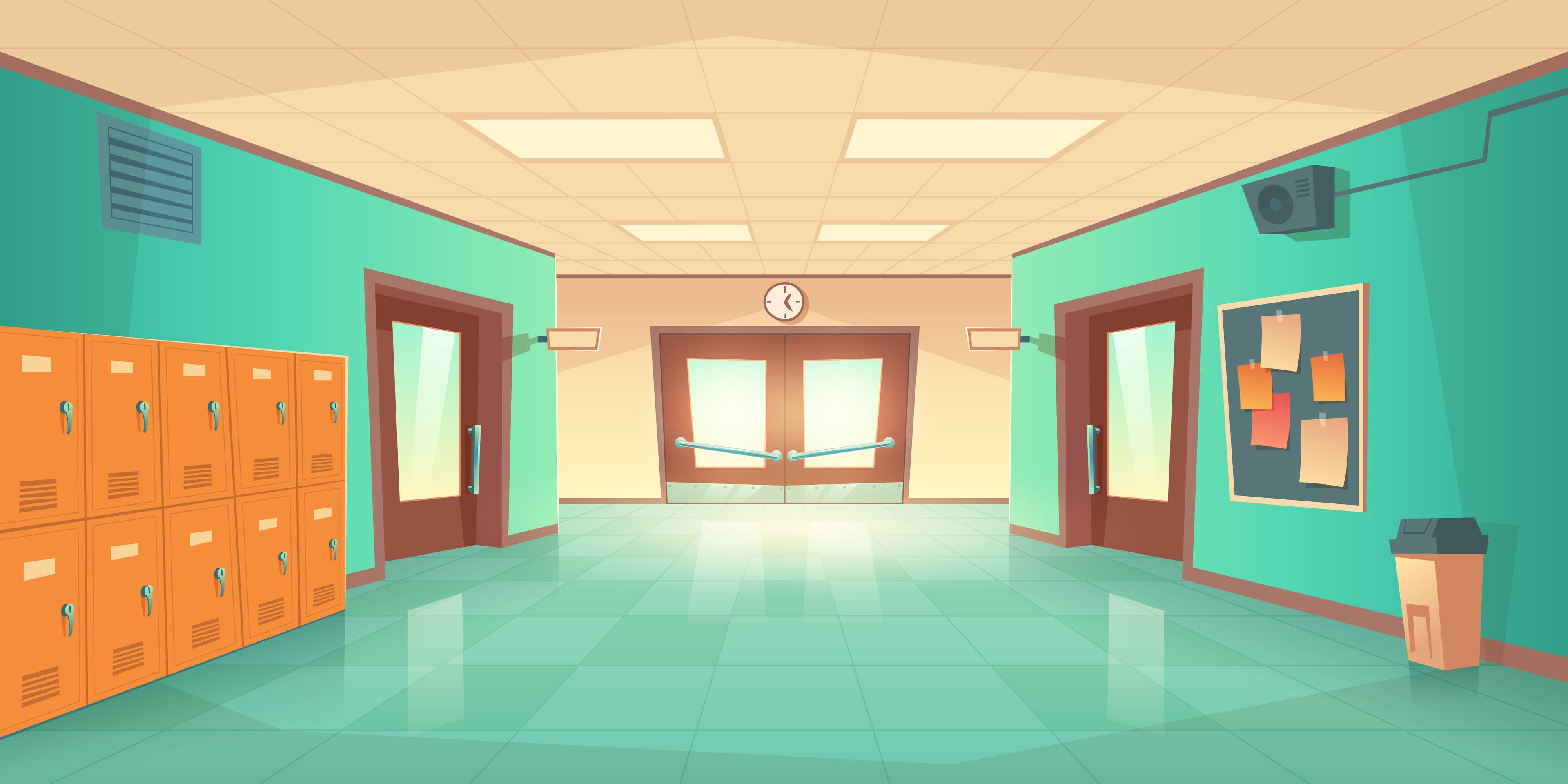 School Teal Hallway