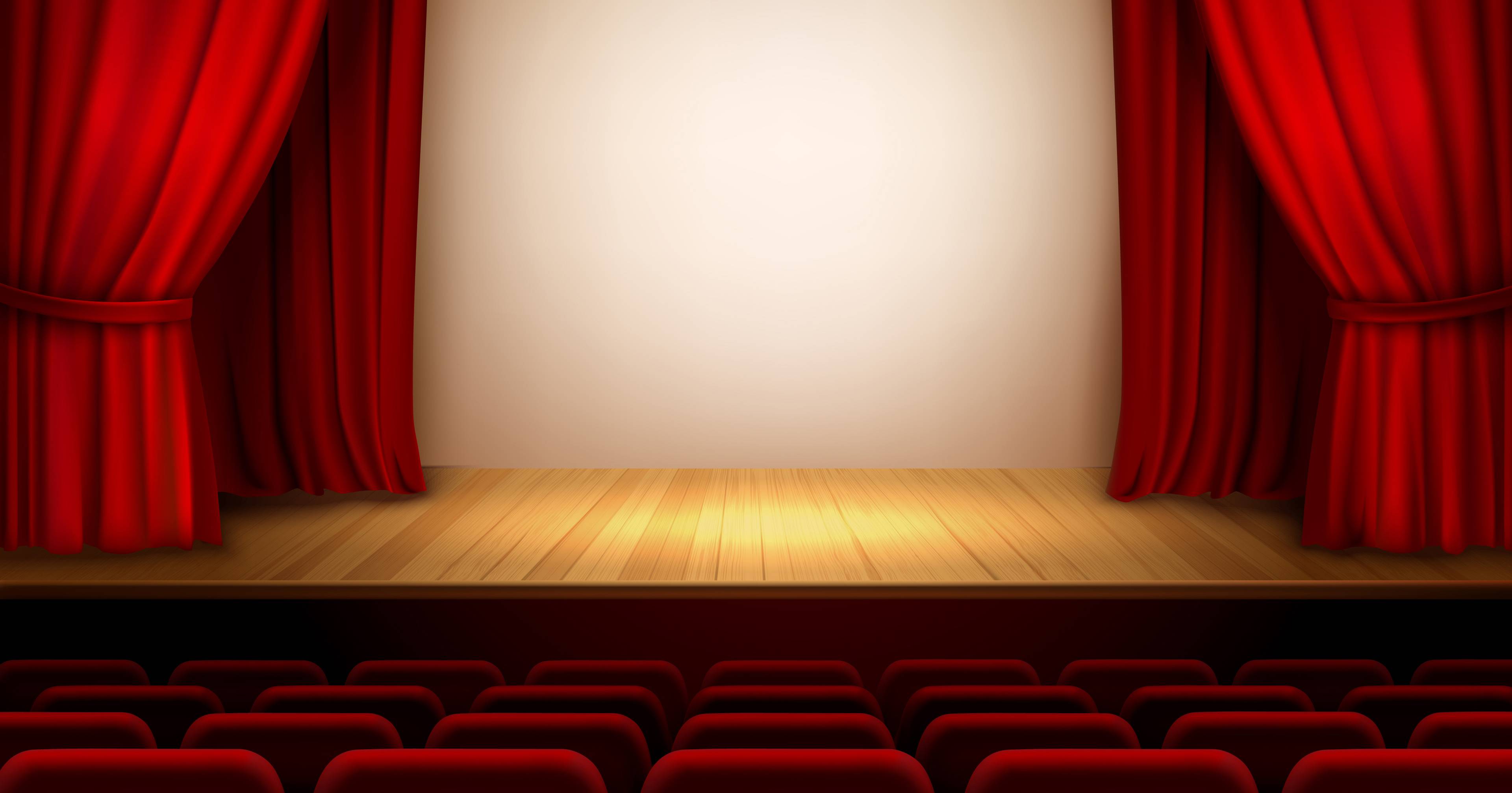 Theater Stage with Red Curtains